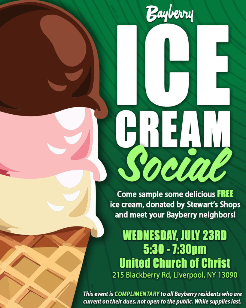 Ice Cream Social, Wednesday, July 23rd