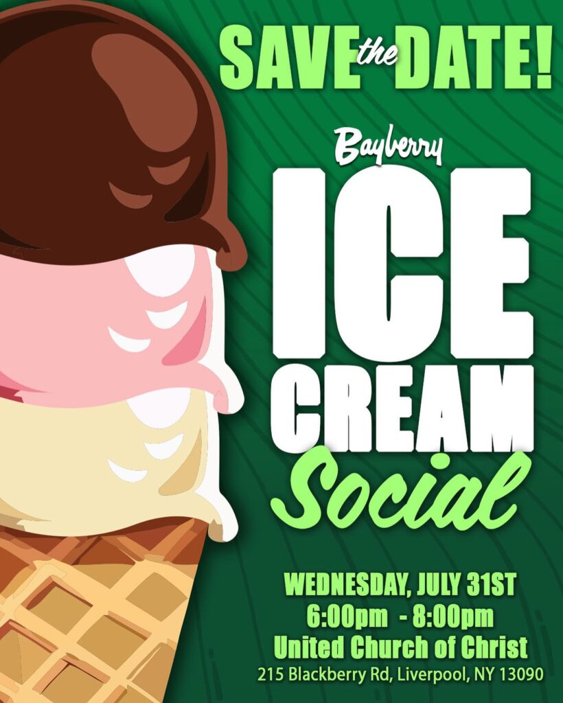 Ice Cream Social, Wednesday, July 31st, 6-8pm