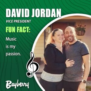 David Jordan, Vice President Fun Fact: Music is my passion