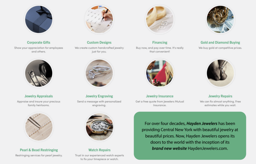 When it comes to services, some jewelry stores rise above the rest. As you can see from the icons on this page, we provide a one-stop shop that will keep your precious purchases in top shape.